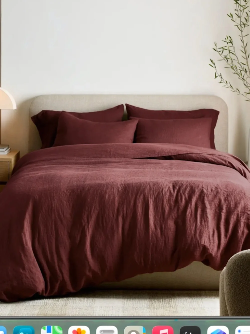 European Linen Sham Burgundy Only 1 King